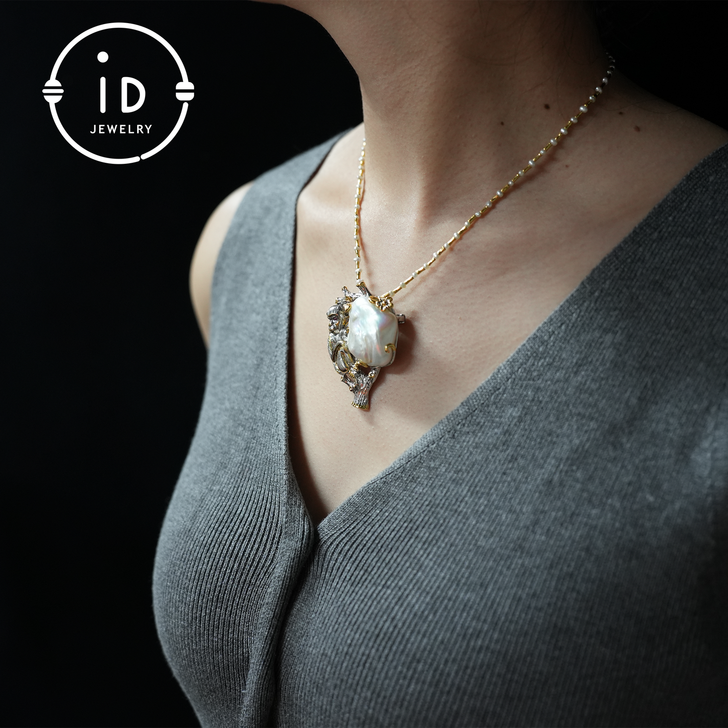 Monkey Brooch Pendant | Handmade Baroque Pearl Jewelry | Artistic Animal Design | Gold Plated Silver