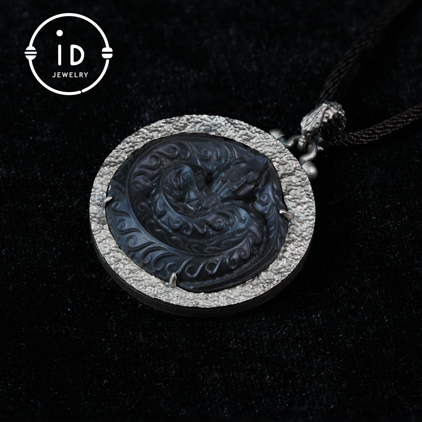 Mystische schwarze Jade-Drachen-Amulett-Halskette | Totem-Anhänger aus 925er Sterlingsilber | Taoistischer Schutzgeist-Talisman | Handgefertigter gotischer asiatischer Schmuck
