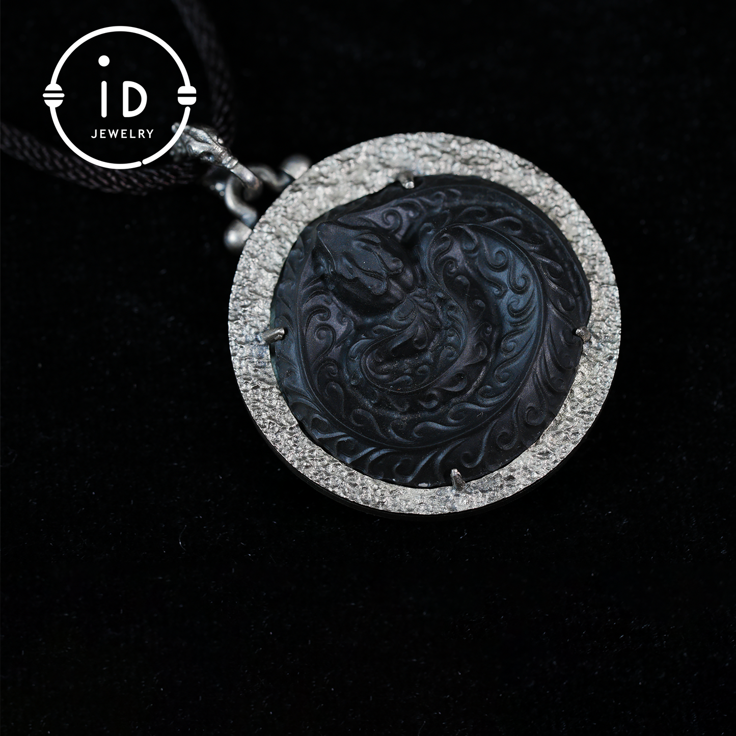 Mystische schwarze Jade-Drachen-Amulett-Halskette | Totem-Anhänger aus 925er Sterlingsilber | Taoistischer Schutzgeist-Talisman | Handgefertigter gotischer asiatischer Schmuck