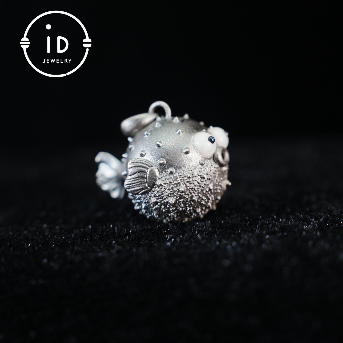 Wunderlicher Kugelfisch-Anhänger aus Sterlingsilber – Charm für emotionale Unterstützung – Süße Ozean-Totem-Halskette – Türkis- und Onyx-Augen – Heilende Geschenkidee