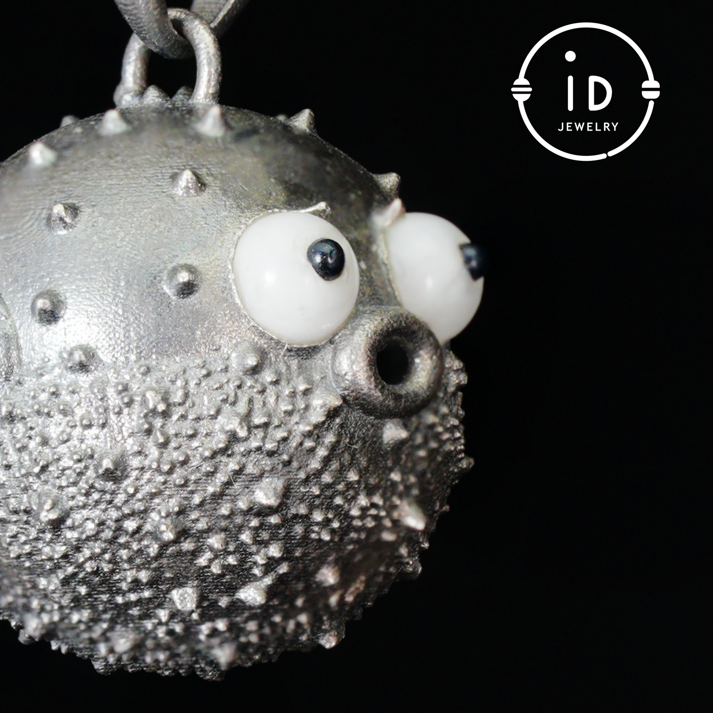 Wunderlicher Kugelfisch-Anhänger aus Sterlingsilber – Charm für emotionale Unterstützung – Süße Ozean-Totem-Halskette – Türkis- und Onyx-Augen – Heilende Geschenkidee