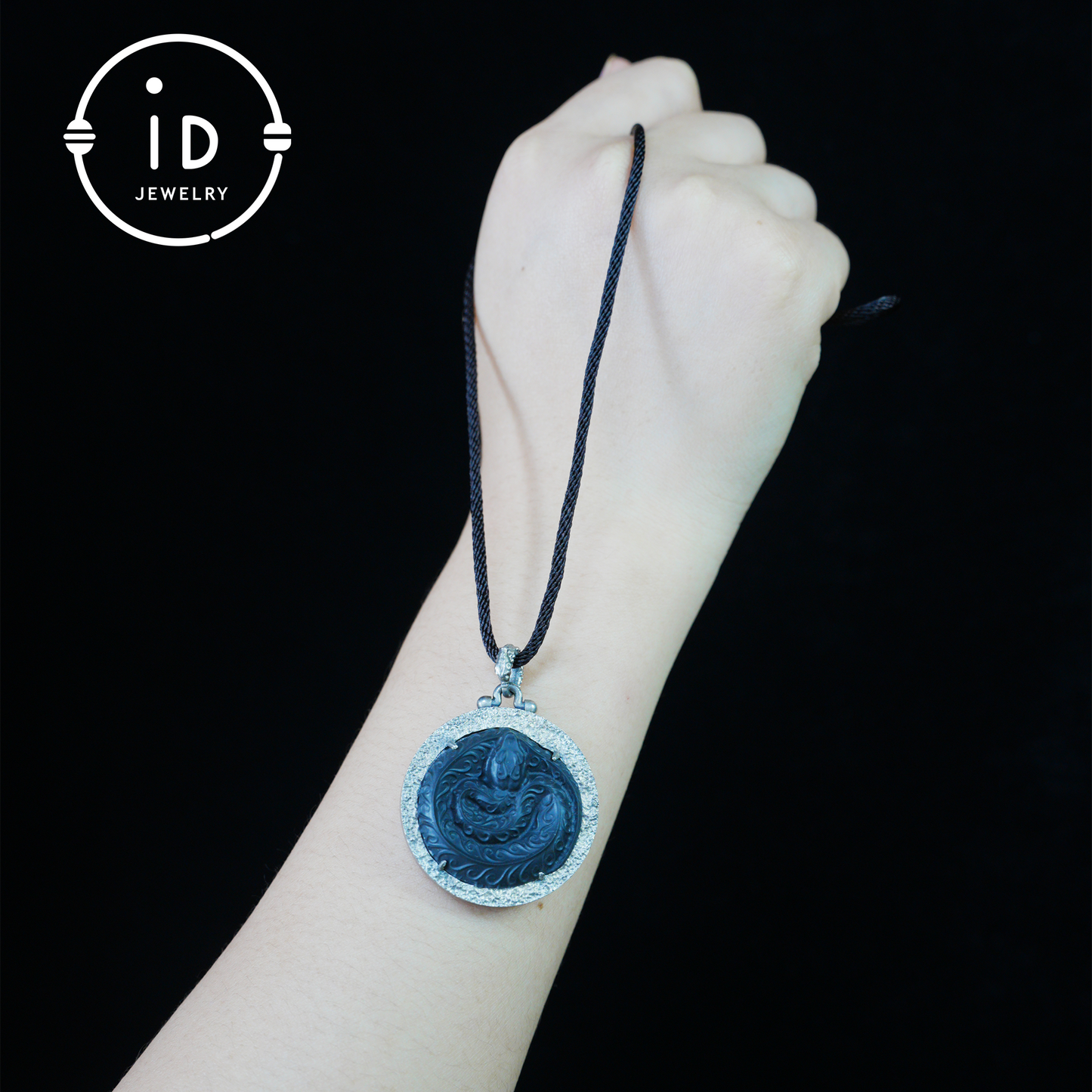 Mystische schwarze Jade-Drachen-Amulett-Halskette | Totem-Anhänger aus 925er Sterlingsilber | Taoistischer Schutzgeist-Talisman | Handgefertigter gotischer asiatischer Schmuck