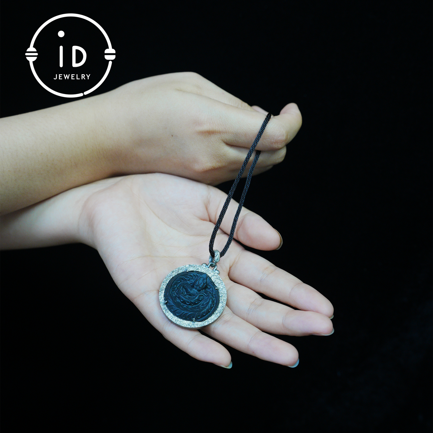 Mystische schwarze Jade-Drachen-Amulett-Halskette | Totem-Anhänger aus 925er Sterlingsilber | Taoistischer Schutzgeist-Talisman | Handgefertigter gotischer asiatischer Schmuck