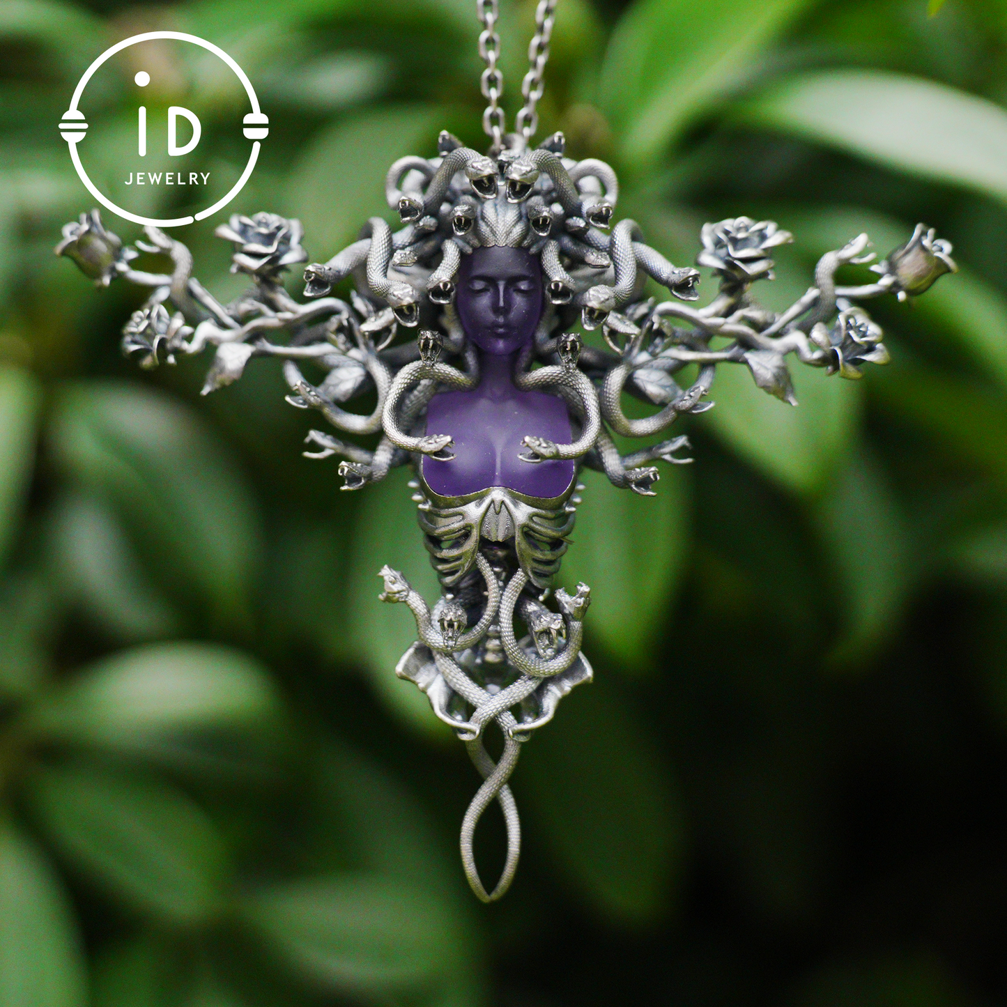 2-in-1 Medusa Pendant Brooch|Handcrafted Gothic Jewelry with Amethyst|Symbol of Feminine Awakening & Protection|Myth-Inspired Gift for Her