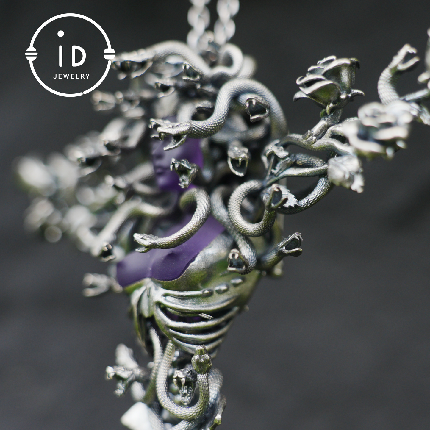 2-in-1 Medusa Pendant Brooch|Handcrafted Gothic Jewelry with Amethyst|Symbol of Feminine Awakening & Protection|Myth-Inspired Gift for Her