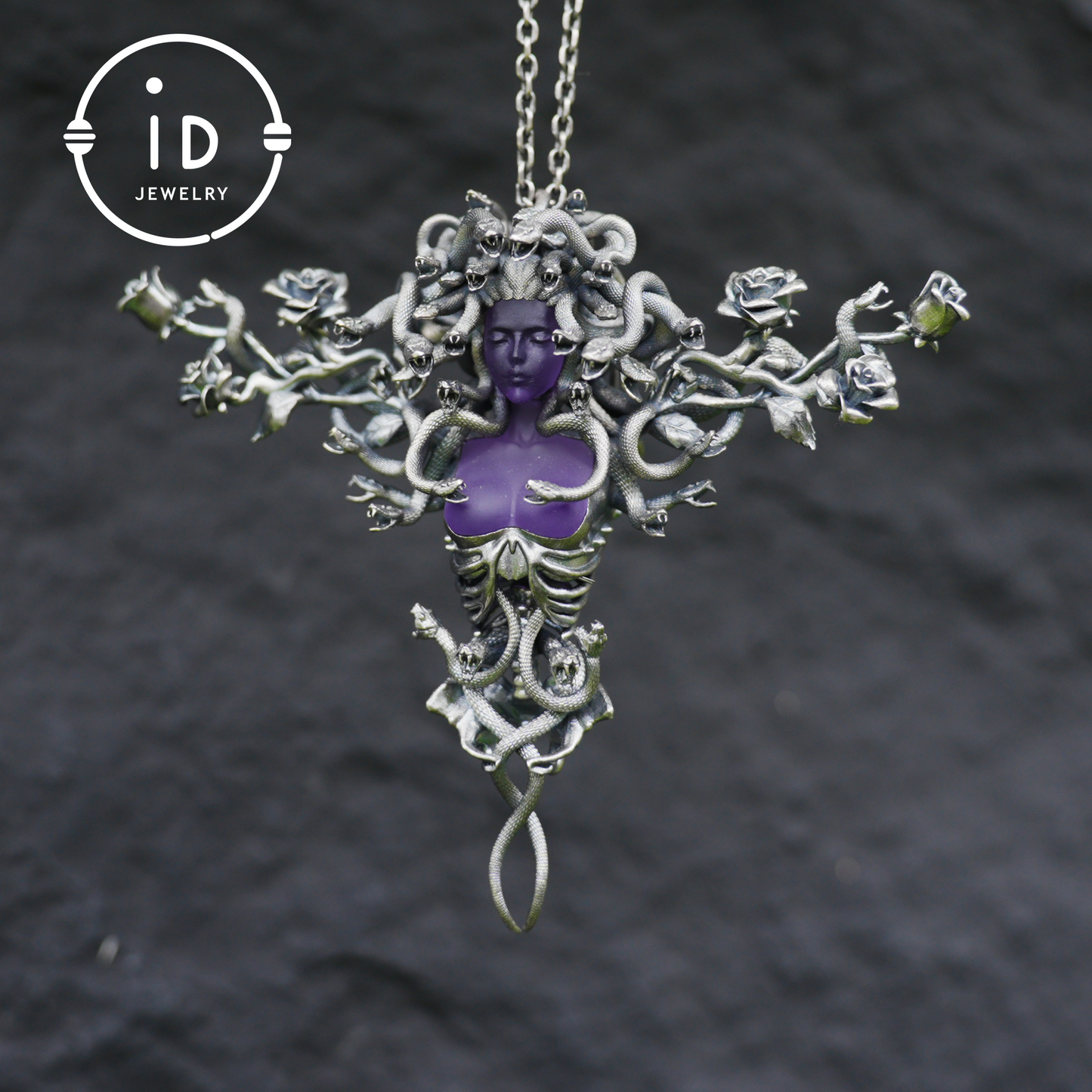 2-in-1 Medusa Pendant Brooch|Handcrafted Gothic Jewelry with Amethyst|Symbol of Feminine Awakening & Protection|Myth-Inspired Gift for Her