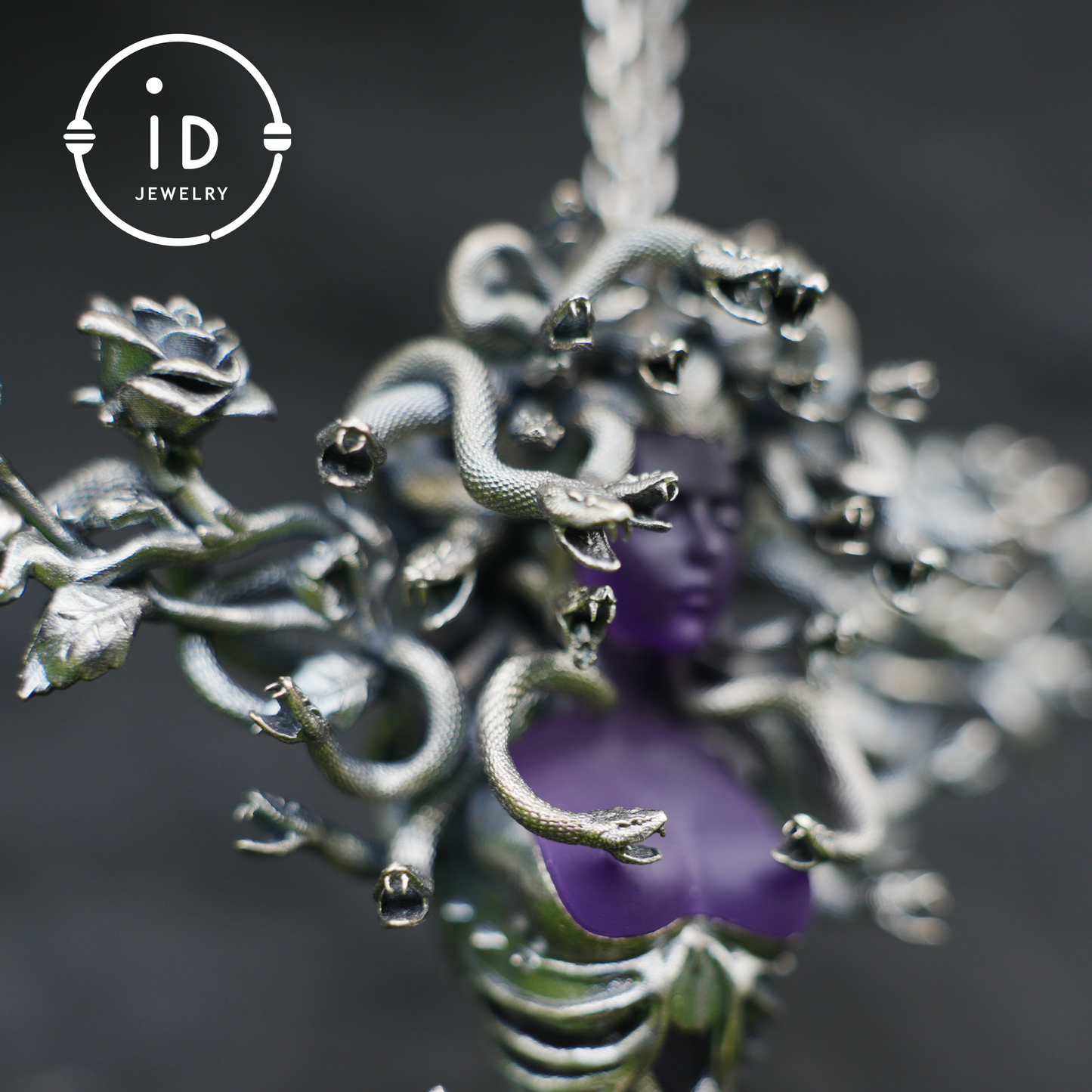 2-in-1 Medusa Pendant Brooch|Handcrafted Gothic Jewelry with Amethyst|Symbol of Feminine Awakening & Protection|Myth-Inspired Gift for Her