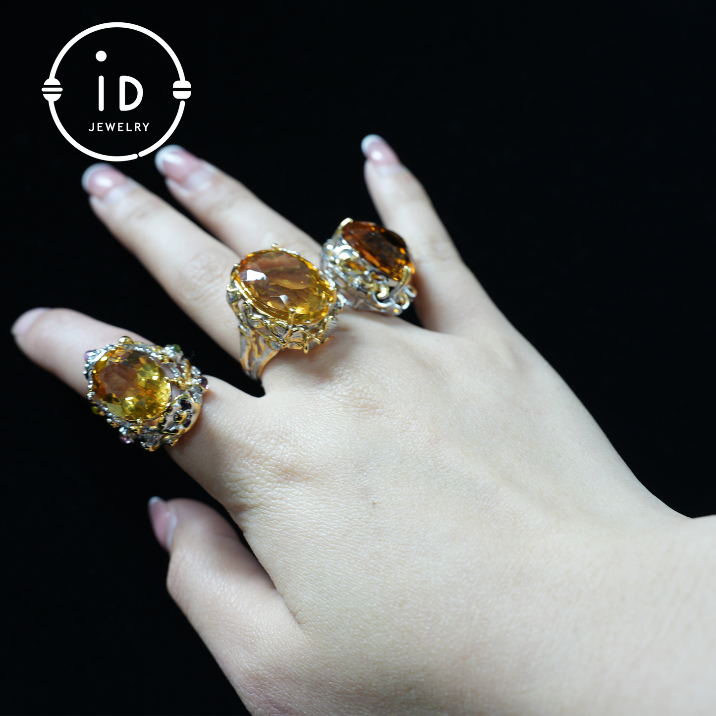 Floraler Citrin Ring | Vintage Boho Edelstein Ring | Handgefertigter Schmuck | Vergoldeter Statement Ring | Künstlerisches Design | Geschenk für Sie