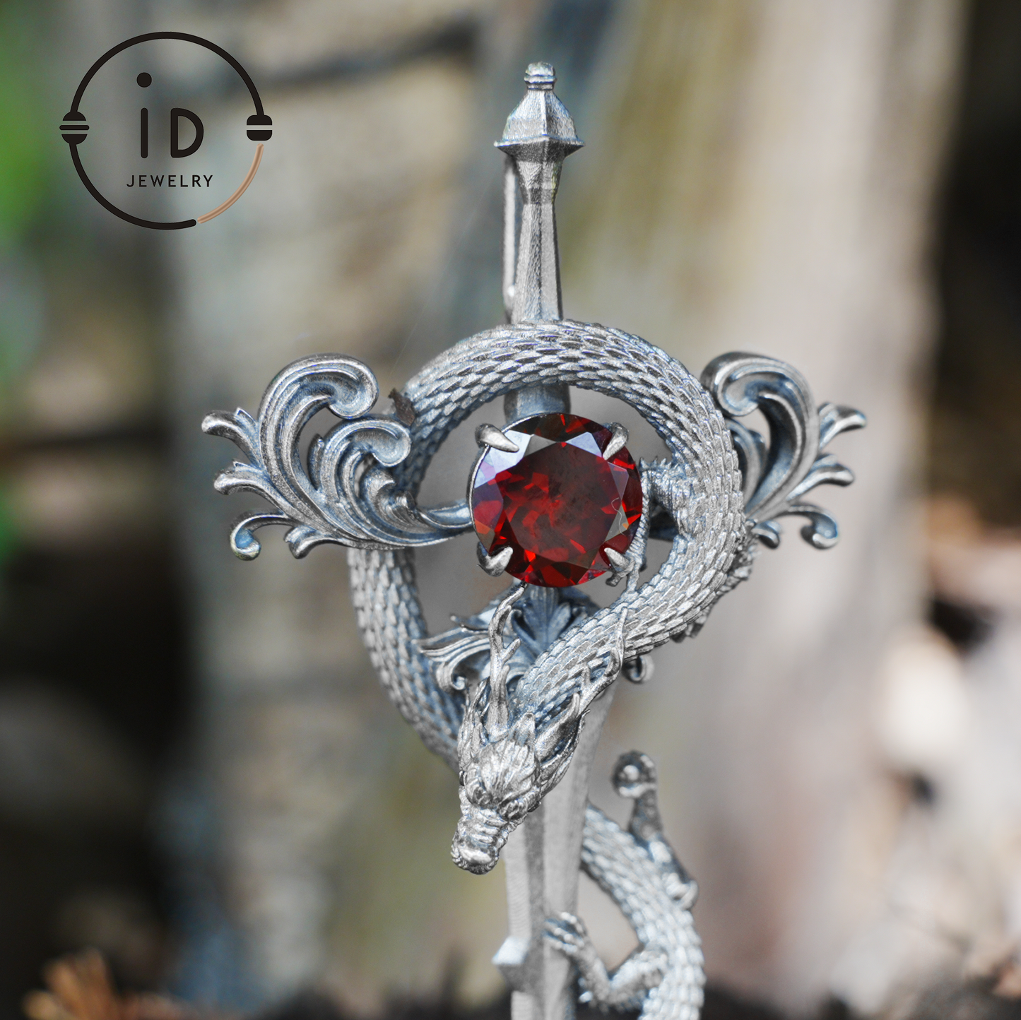 Halskette mit Drachenanhänger aus 925er Silber|Natürliches Topas-Amulett|Mittelalterlicher Fantasy-Schmuck|Gothic-Drachenstil|Spirituelles Kraftsymbol