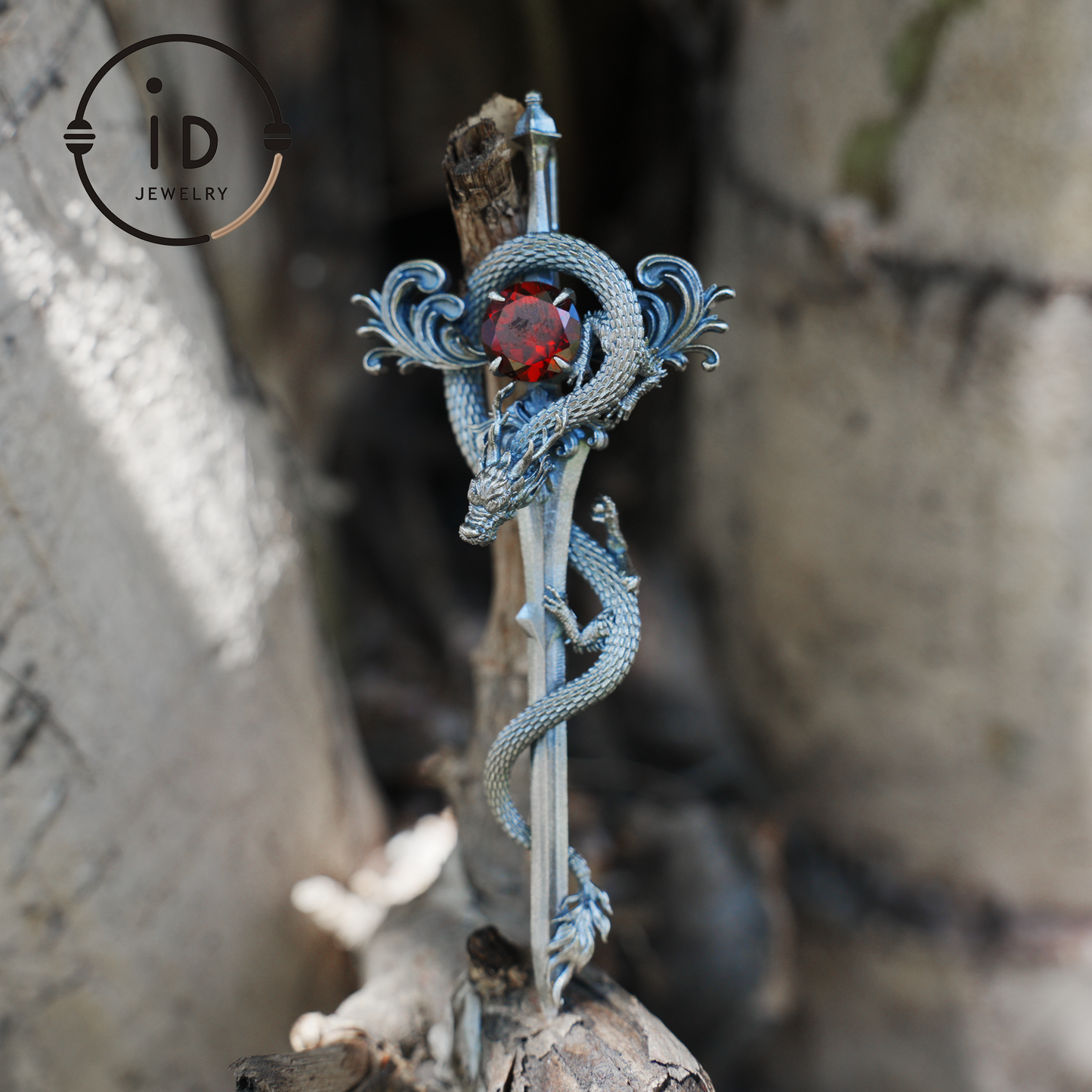 Halskette mit Drachenanhänger aus 925er Silber|Natürliches Topas-Amulett|Mittelalterlicher Fantasy-Schmuck|Gothic-Drachenstil|Spirituelles Kraftsymbol