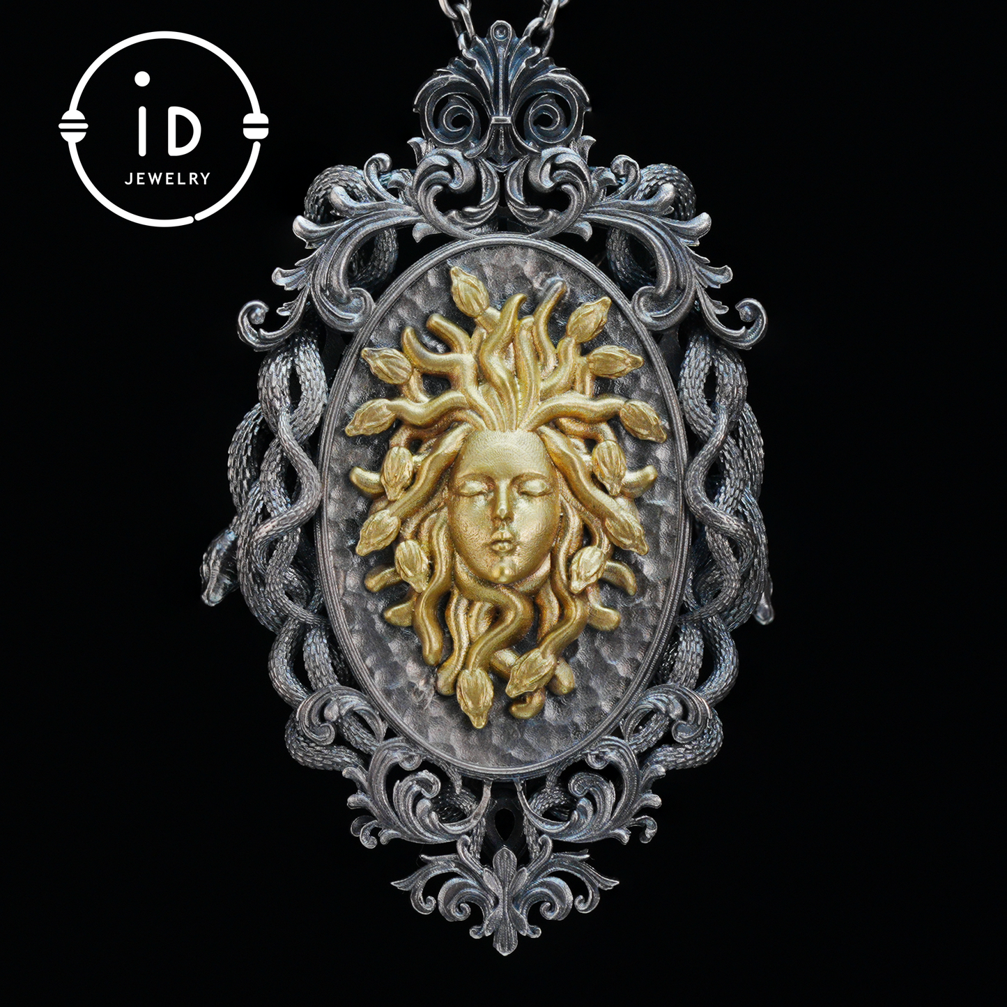 Handgeschnitzter Medusa-Amethyst-Anhänger | Erhabener Schlangenrahmen aus 925er Sterlingsilber | Gotischer Talisman für kraftvolle Selbstermächtigung