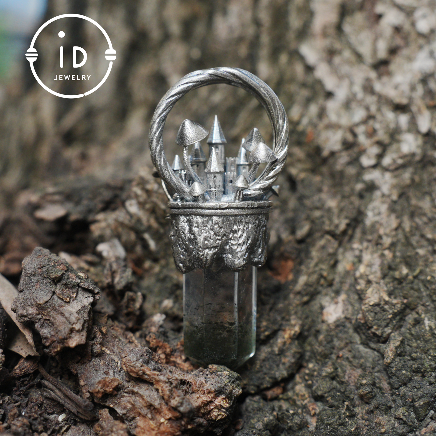 Handgefertigter Schlossanhänger, 925 Silber, Einzigartiger Fantasyschmuck, Magische Schlosskette, Perfektes Fantasygeschenk, Mystischer Schmuck