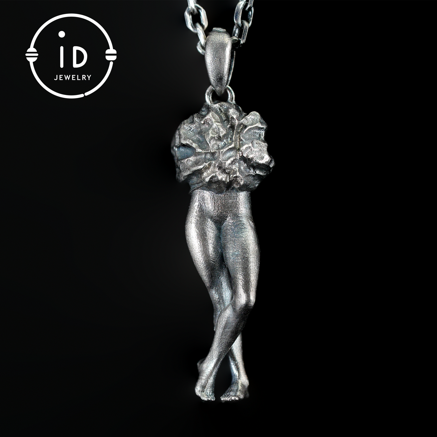 Kunstskulptur Anhänger Amulett, handgefertigter Totemschmuck mit femininer Form und Steinstruktur, symbolische Erwachenskette, Mythos inspiriert