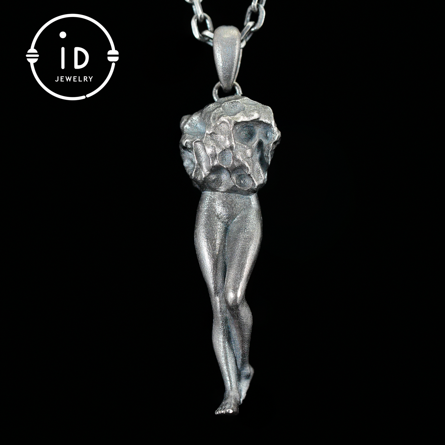 Kunstskulptur Anhänger Amulett, handgefertigter Totemschmuck mit femininer Form und Steinstruktur, symbolische Erwachenskette, Mythos inspiriert