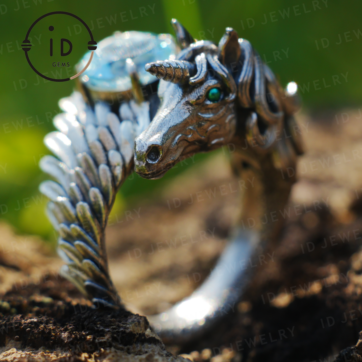 Hand-Carved Mystical Creature Ring | Magical Guardian of Inner Light | Dream Totem Fantasy Jewelry | Symbol of Imagination and Spirit