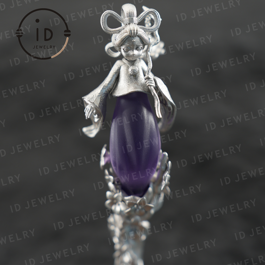 Orientalischer Blumen-Haarstab – Handgemachte Amethyst-Haarnadel, inspiriert von chinesischen Märchen