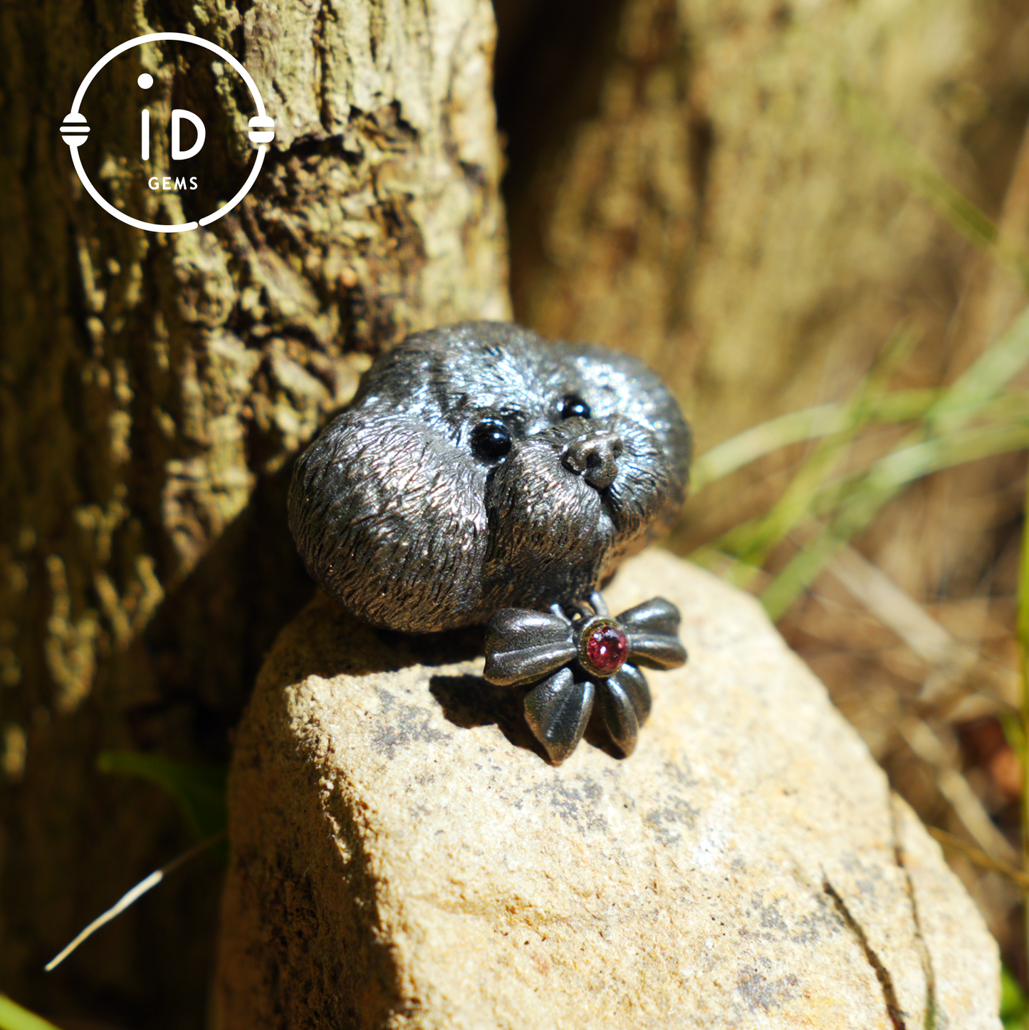 Guardian Dog Pendant, Black Onyx Emotional Amulet, Handmade Fantasy Jewelry, Night Spirit Totem, Storytelling Animal Charm