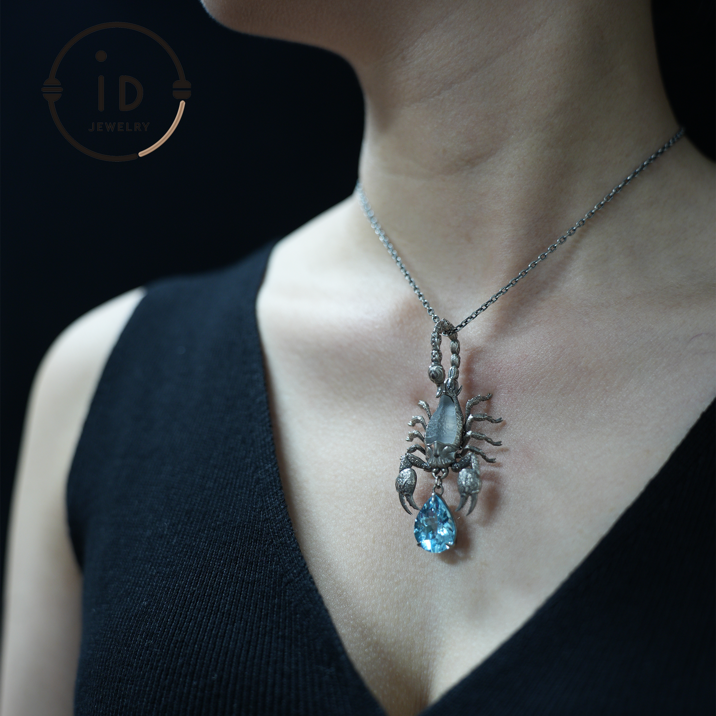 Stellar Scorpion Halskette 925 Silber Blautopas Anhänger Spiritueller Talisman Skorpion Schmuck Geschenk für Sie Astrologie Sternzeichen Schmuck