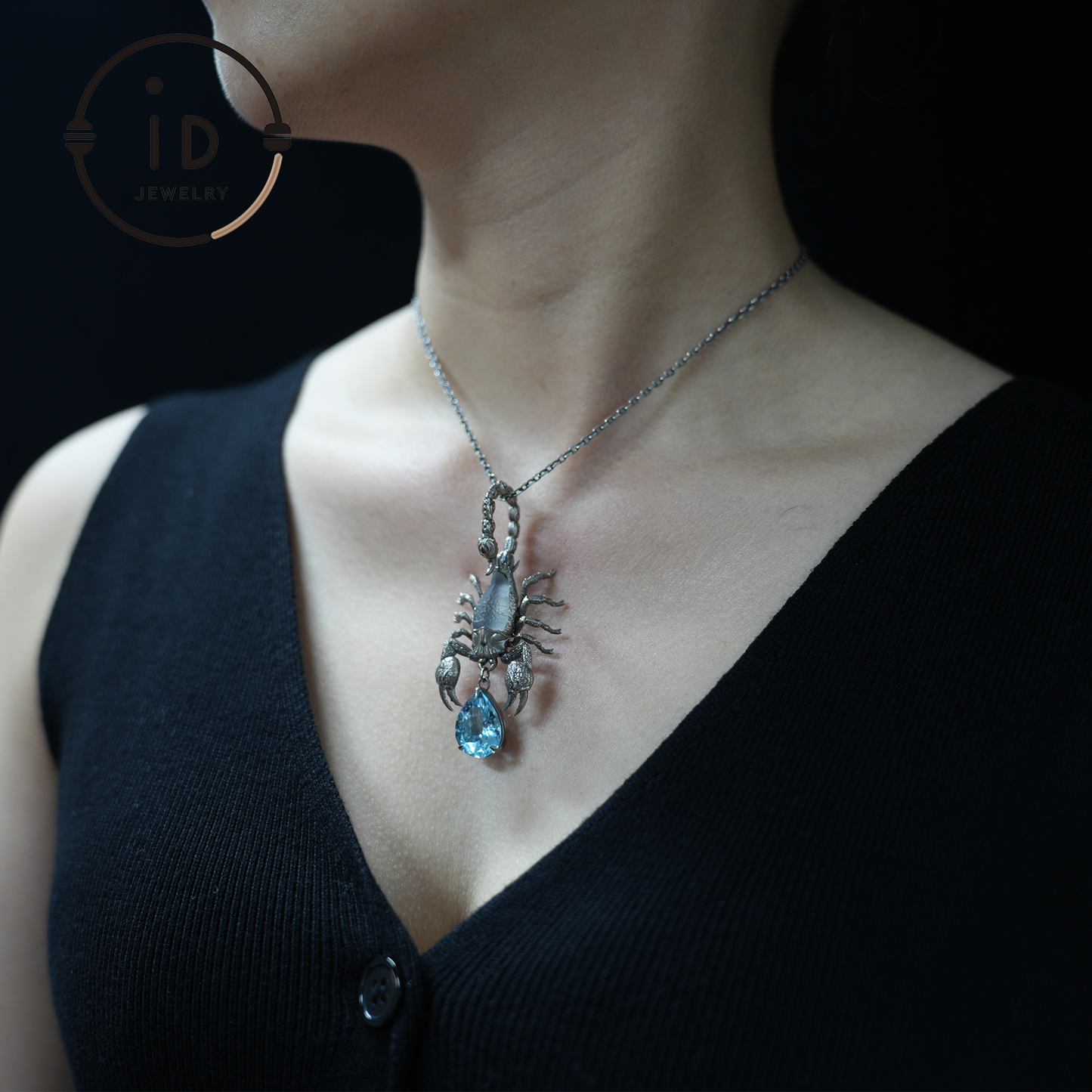 Stellar Scorpion Halskette 925 Silber Blautopas Anhänger Spiritueller Talisman Skorpion Schmuck Geschenk für Sie Astrologie Sternzeichen Schmuck