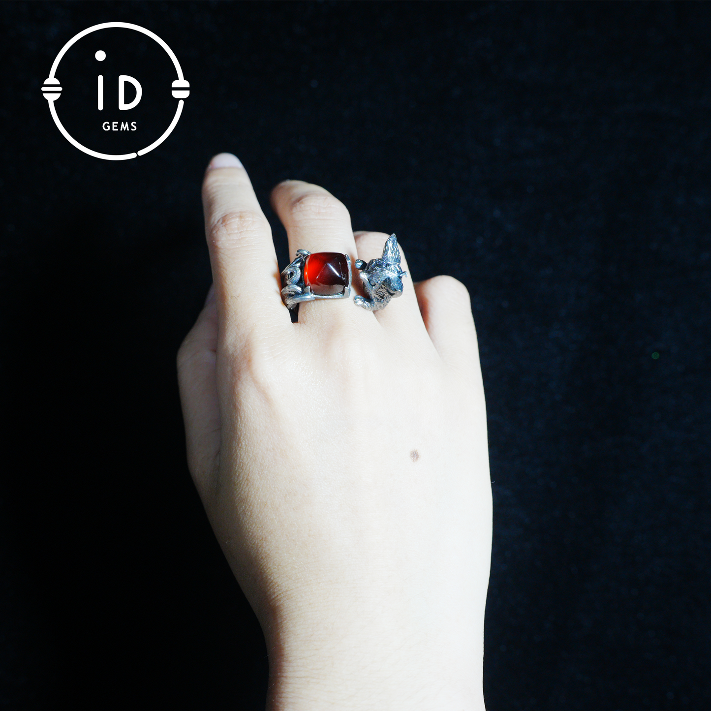 Fox Ring Garnet Protection Talisman | Fantasy Animal Jewelry | Handmade Nature Spirit Ring | Woodland Amulet for Inner Desire