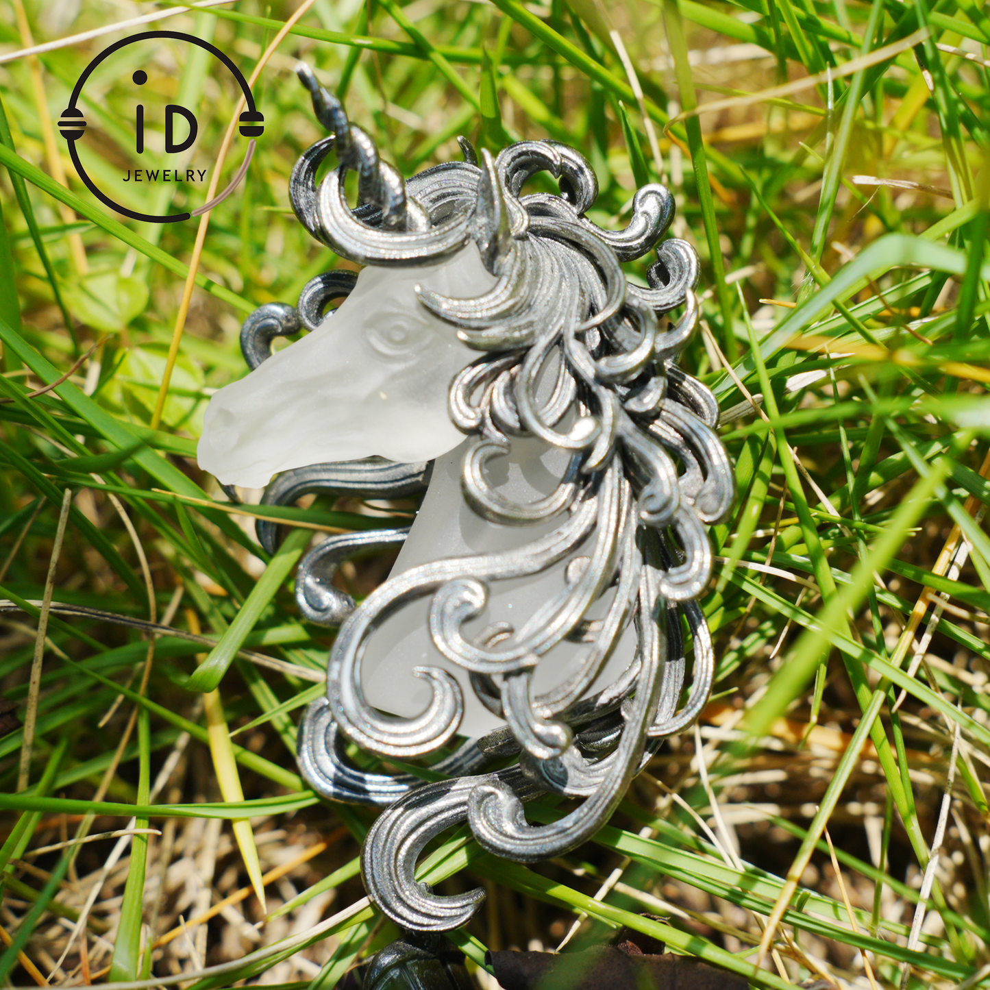 Einhorn-Totem-Halskette | Handgefertigtes 925er Sterlingsilber | Fantasy-/Gothic-Geschenk | Fein geschnitzte wallende Mähne | Couture Artisan Silberschmuck