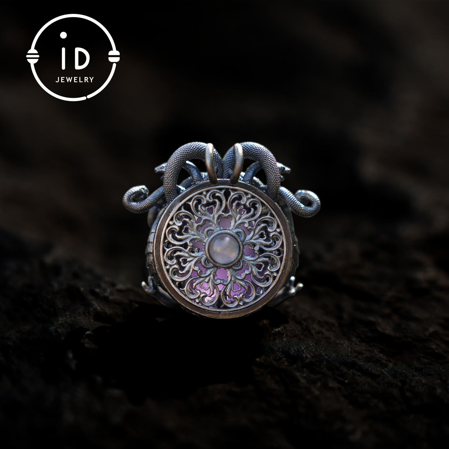 Medusa Pendant, 925 Sterling Silver, Handcrafted with Amethyst Crystal, Mythical Jewelry, Unique Gift