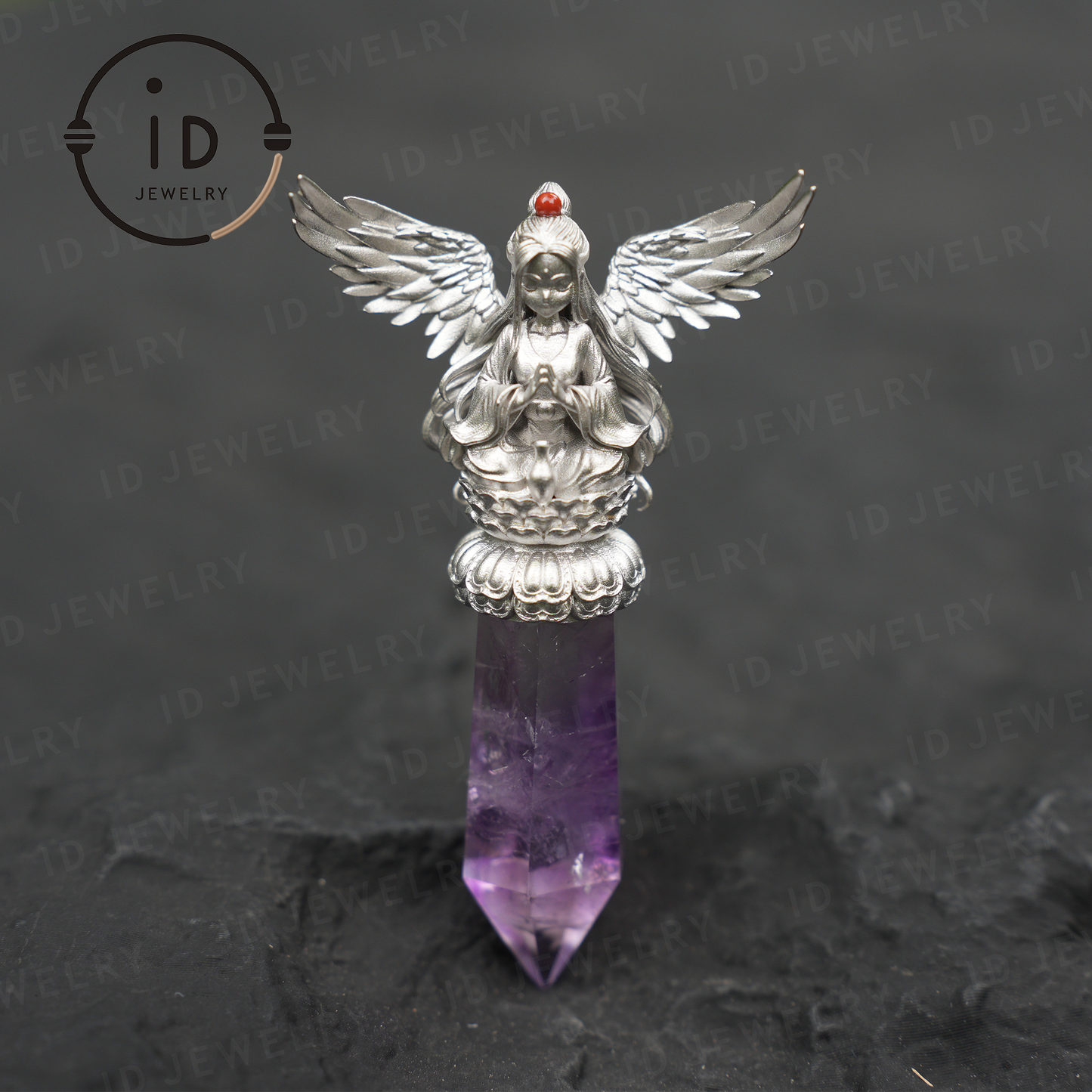 Orientalische spirituelle Amethyst-Anhänger-Halskette|Handgefertigter 925er Silberschmuck|Meditations-Energie-Amulett-Geschenk für Seelenfreunde