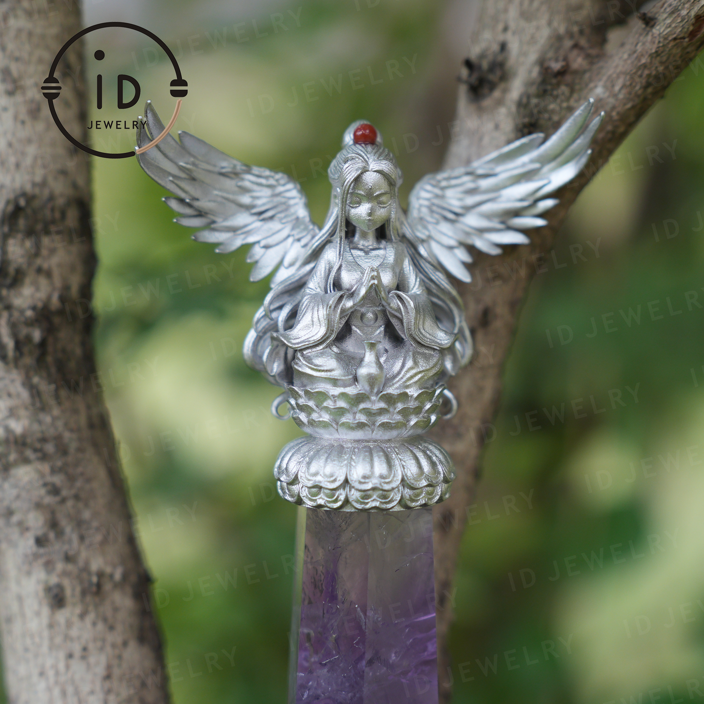 Orientalische spirituelle Amethyst-Anhänger-Halskette|Handgefertigter 925er Silberschmuck|Meditations-Energie-Amulett-Geschenk für Seelenfreunde