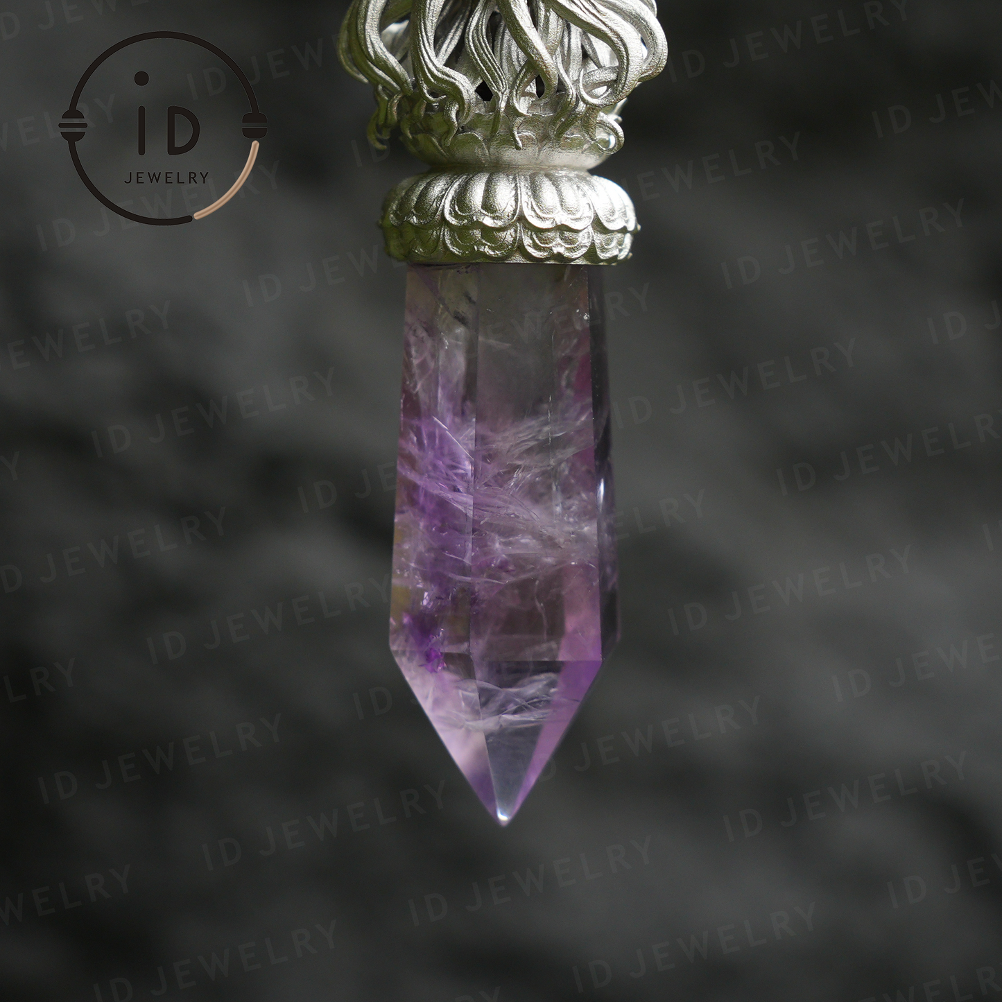 Orientalische spirituelle Amethyst-Anhänger-Halskette|Handgefertigter 925er Silberschmuck|Meditations-Energie-Amulett-Geschenk für Seelenfreunde
