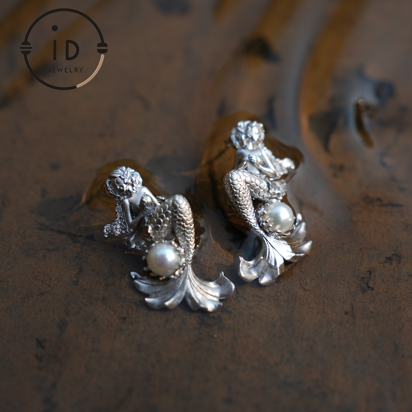 Meerjungfrauen-Prinzessinnen-Ohrringe – Handgefertigter 925er Silberschmuck mit echten Perlen, vom Ozean inspiriertes Geschenk