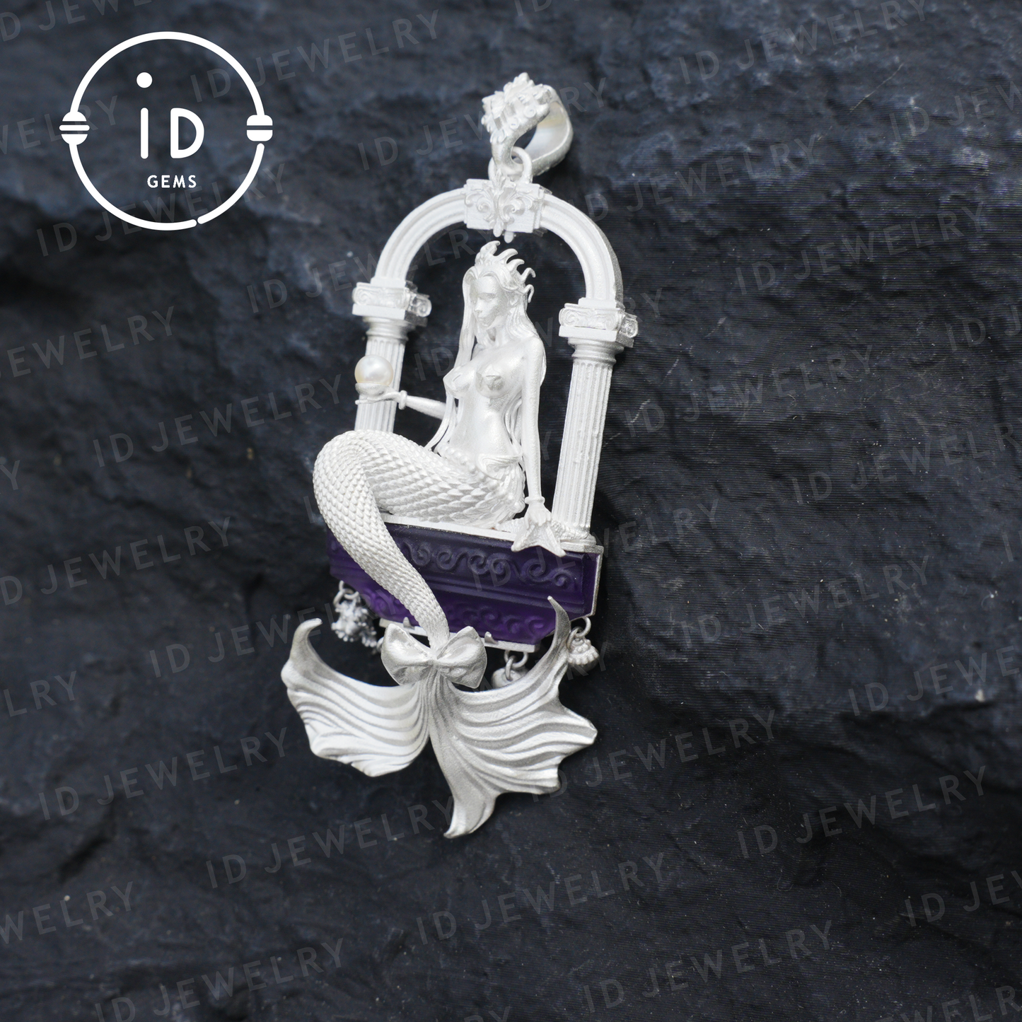 Underwater Goddess Pendant - 925 Sterling Silver, Amethyst, Mermaid Inspired, Handcrafted Fantasy Jewelry