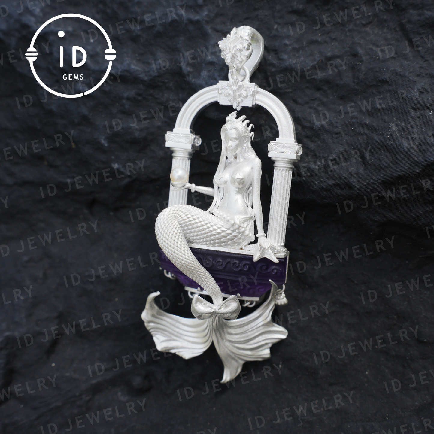 Underwater Goddess Pendant - 925 Sterling Silver, Amethyst, Mermaid Inspired, Handcrafted Fantasy Jewelry