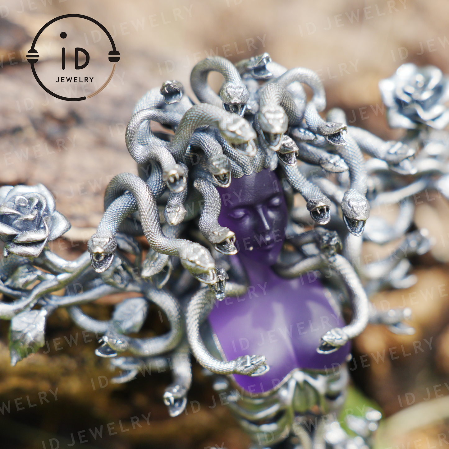2-in-1 Medusa Pendant Brooch|Handcrafted Gothic Jewelry with Amethyst|Symbol of Feminine Awakening & Protection|Myth-Inspired Gift for Her