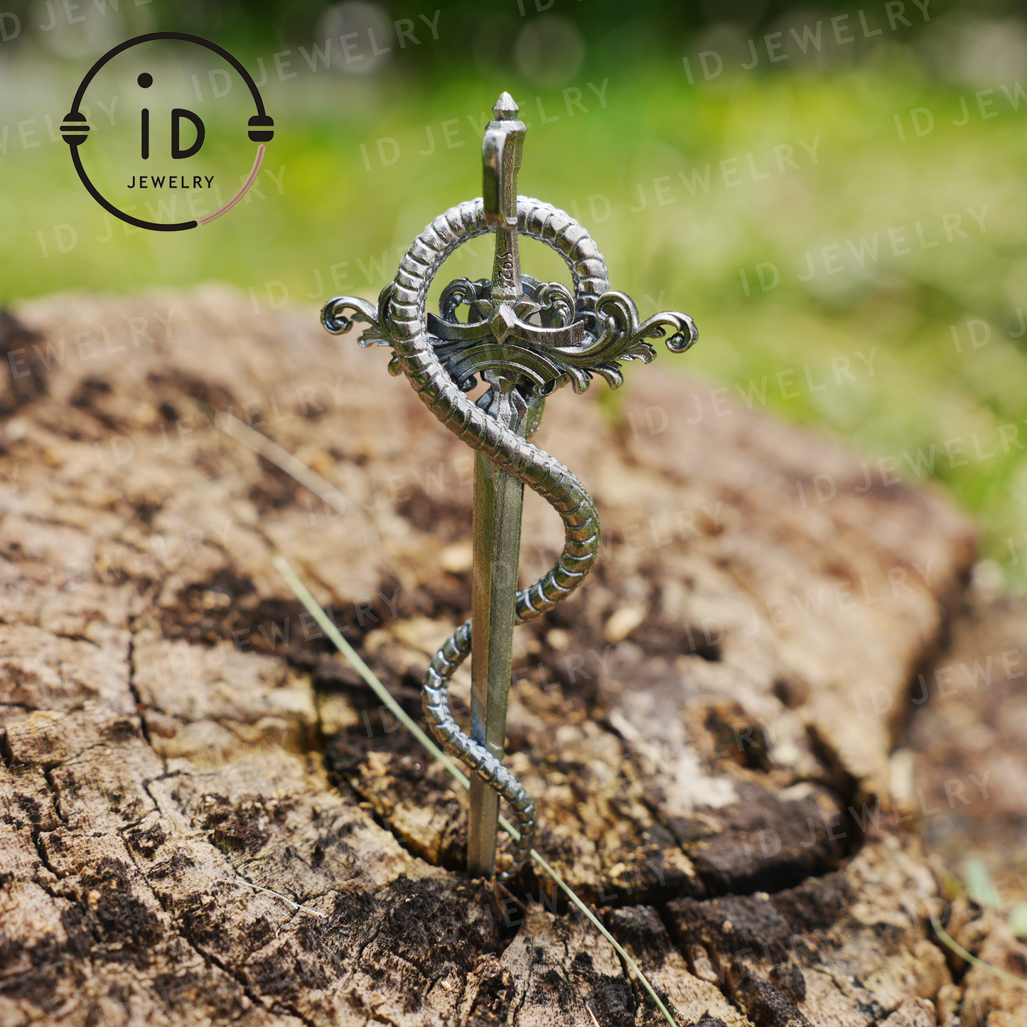 Schwertkette aus 925er Silber | Natürlicher Topas-Amulett-Anhänger | Gothic-Unisex-Schmuck | Mystischer Schwert-Talisman | Fantasy-Geschenk