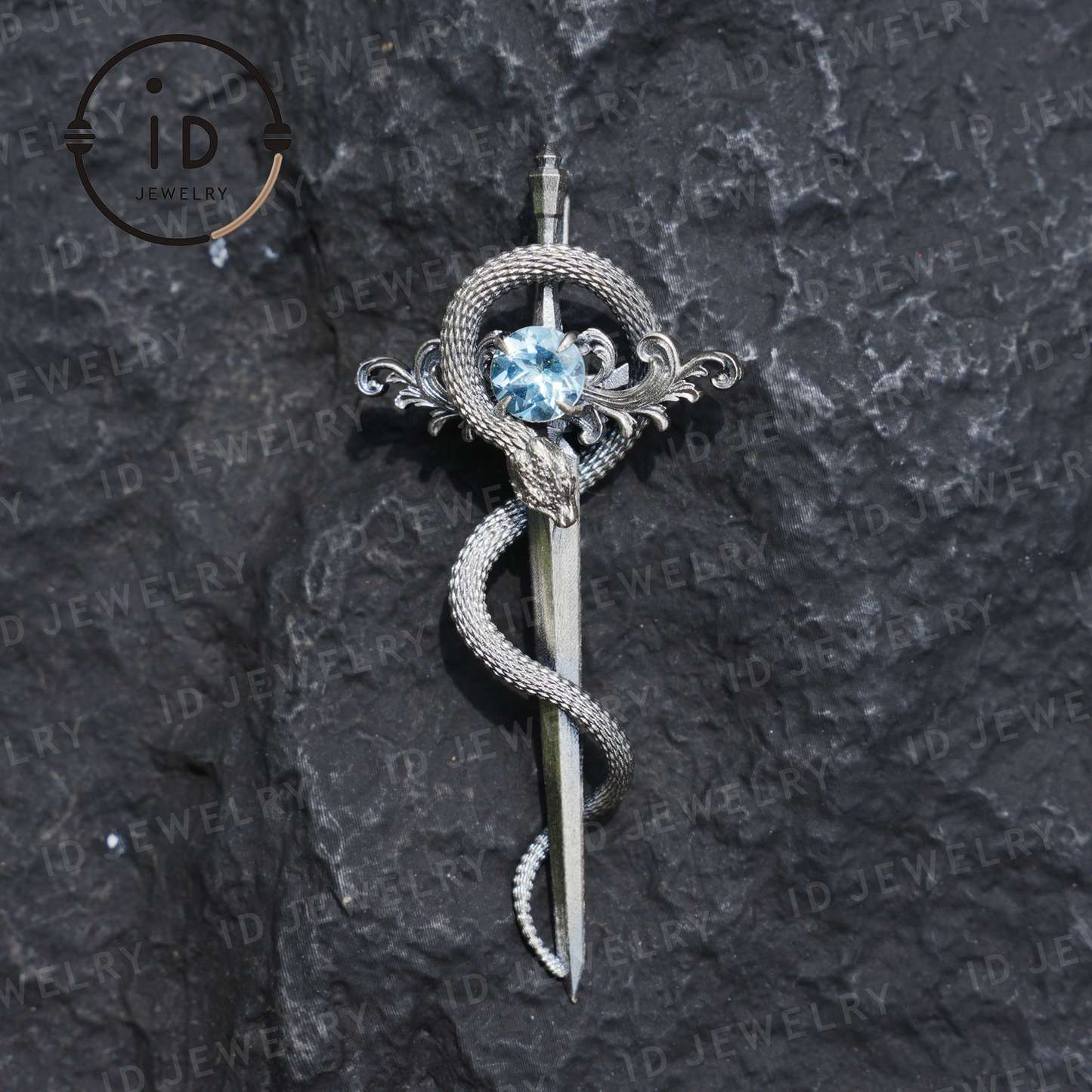Schwertkette aus 925er Silber | Natürlicher Topas-Amulett-Anhänger | Gothic-Unisex-Schmuck | Mystischer Schwert-Talisman | Fantasy-Geschenk
