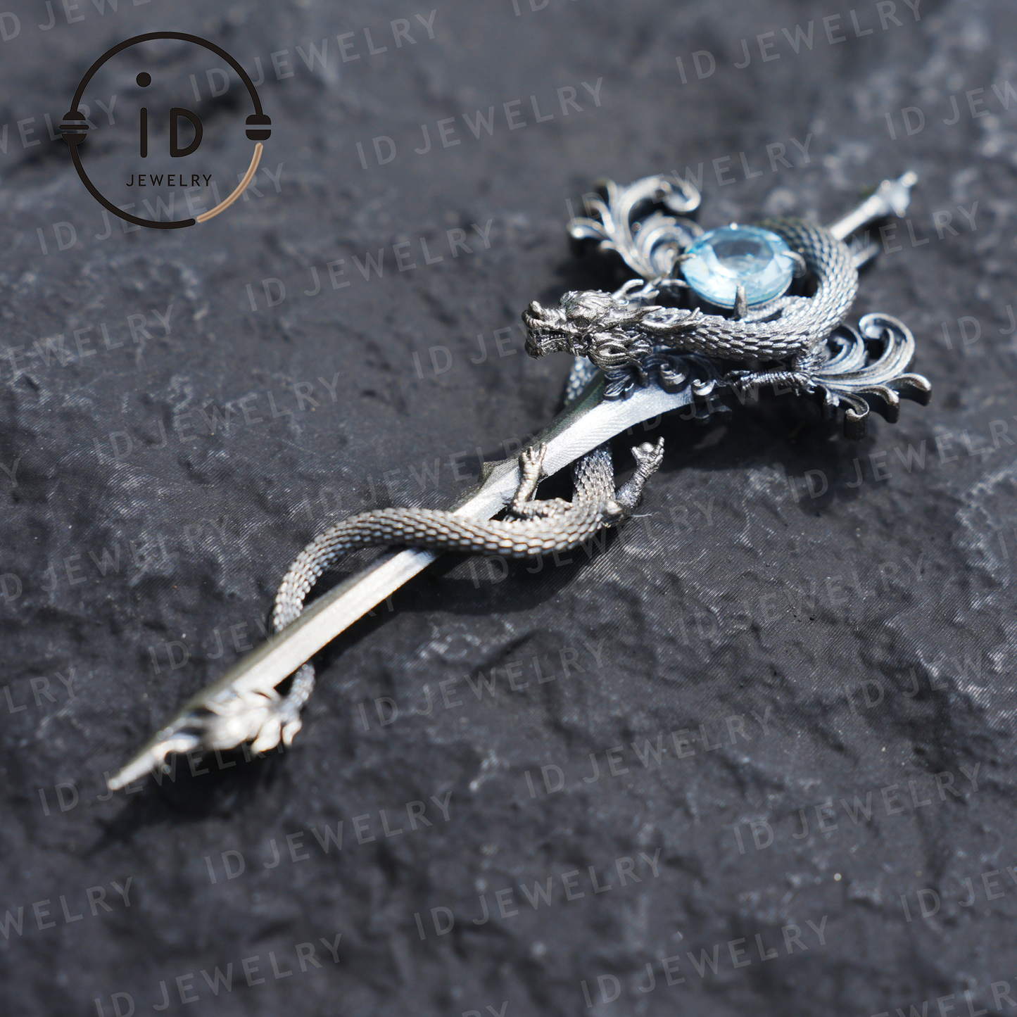 Halskette mit Drachenanhänger aus 925er Silber|Natürliches Topas-Amulett|Mittelalterlicher Fantasy-Schmuck|Gothic-Drachenstil|Spirituelles Kraftsymbol
