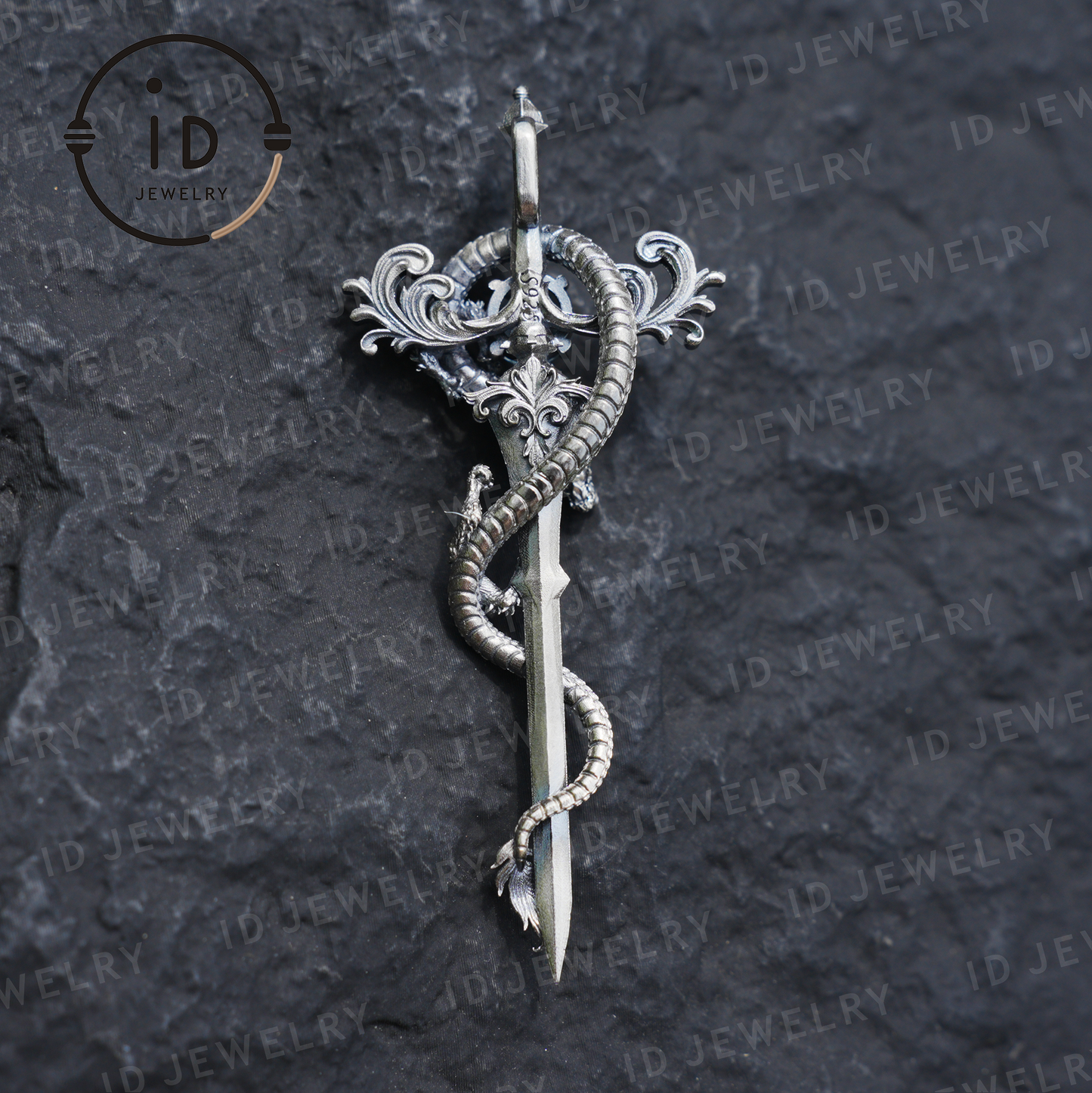 Halskette mit Drachenanhänger aus 925er Silber|Natürliches Topas-Amulett|Mittelalterlicher Fantasy-Schmuck|Gothic-Drachenstil|Spirituelles Kraftsymbol