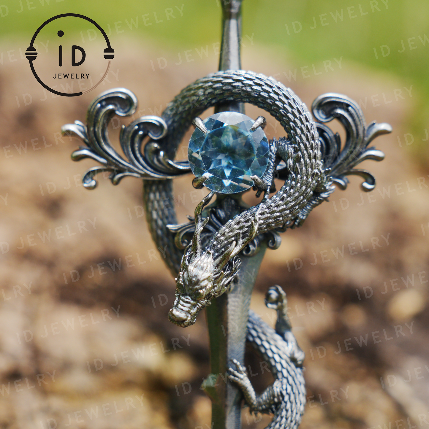 Halskette mit Drachenanhänger aus 925er Silber|Natürliches Topas-Amulett|Mittelalterlicher Fantasy-Schmuck|Gothic-Drachenstil|Spirituelles Kraftsymbol