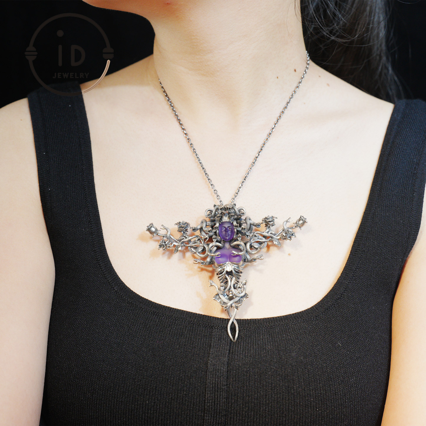 2-in-1 Medusa Pendant Brooch|Handcrafted Gothic Jewelry with Amethyst|Symbol of Feminine Awakening & Protection|Myth-Inspired Gift for Her