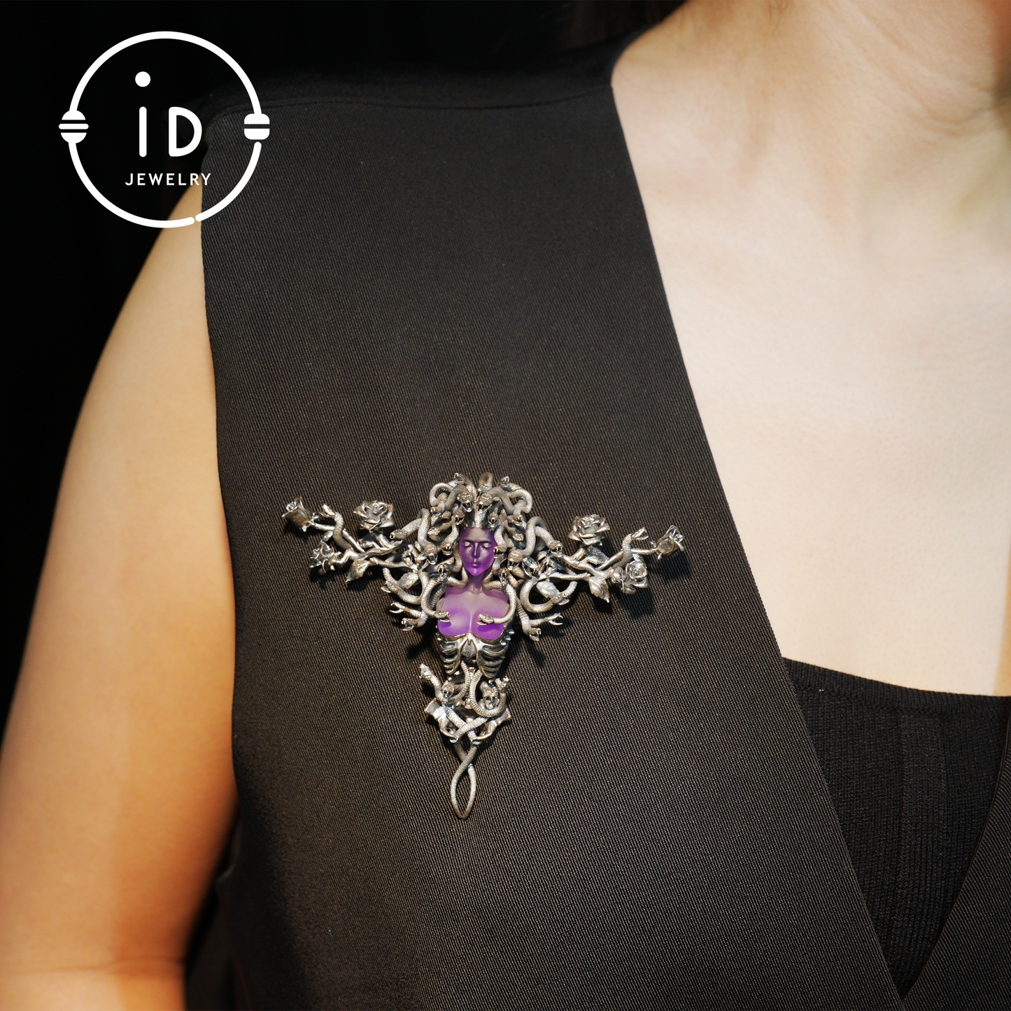 2-in-1 Medusa Pendant Brooch|Handcrafted Gothic Jewelry with Amethyst|Symbol of Feminine Awakening & Protection|Myth-Inspired Gift for Her