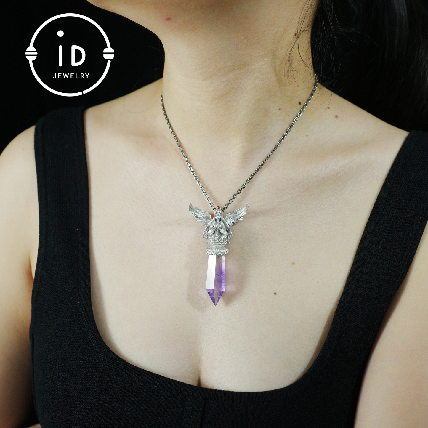 Orientalische spirituelle Amethyst-Anhänger-Halskette|Handgefertigter 925er Silberschmuck|Meditations-Energie-Amulett-Geschenk für Seelenfreunde