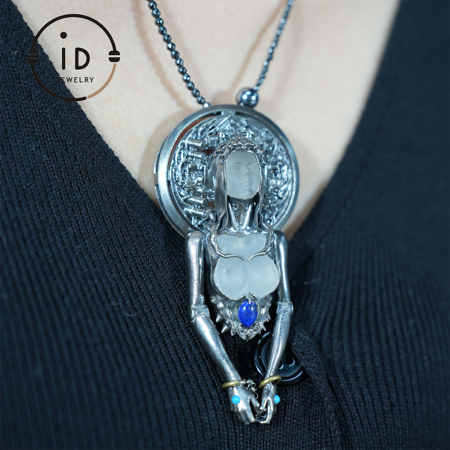 Mystic Goddess Pendant | Handmade 925 Silver & Gemstone Spiritual Necklace | Esoteric Protection Amulet