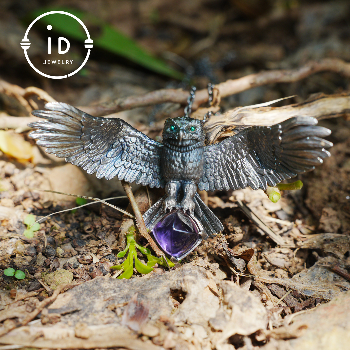 Spread-Wing Owl Necklace|Animal Totem Amulet|925 Sterling Silver, Hand-Carved|Winged Design|Nature-Themed Necklace