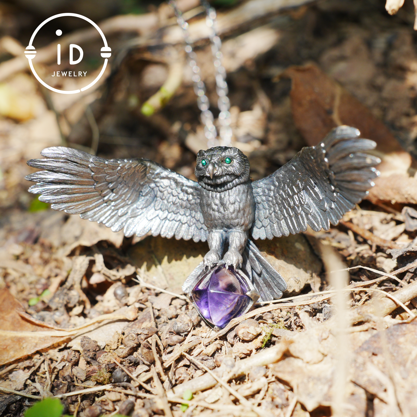 Spread-Wing Owl Necklace|Animal Totem Amulet|925 Sterling Silver, Hand-Carved|Winged Design|Nature-Themed Necklace