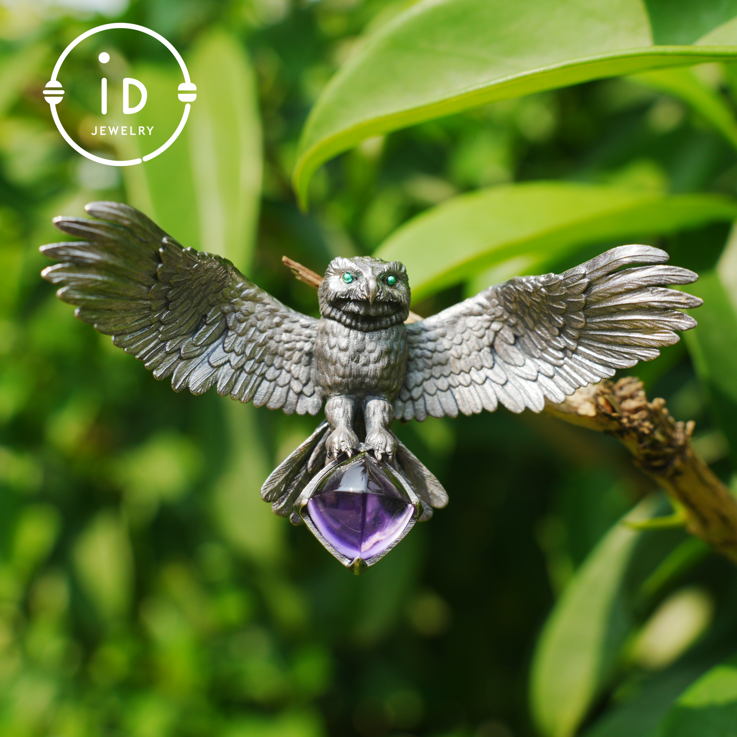 Spread-Wing Owl Necklace|Animal Totem Amulet|925 Sterling Silver, Hand-Carved|Winged Design|Nature-Themed Necklace
