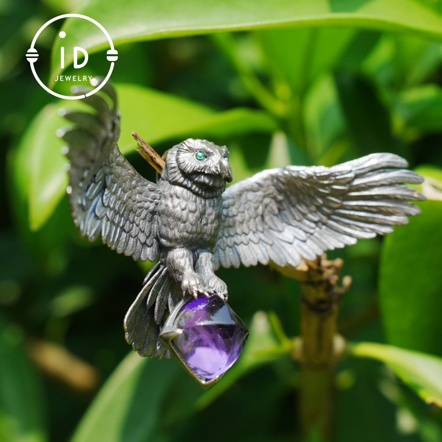 Spread-Wing Owl Necklace|Animal Totem Amulet|925 Sterling Silver, Hand-Carved|Winged Design|Nature-Themed Necklace