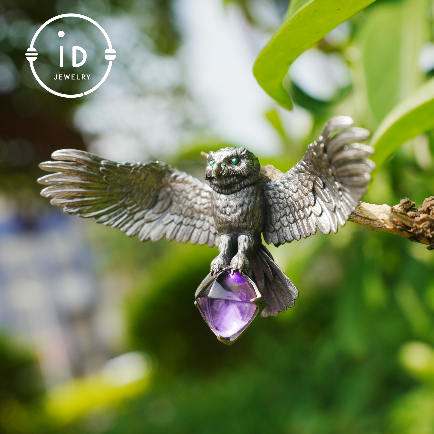 Spread-Wing Owl Necklace|Animal Totem Amulet|925 Sterling Silver, Hand-Carved|Winged Design|Nature-Themed Necklace
