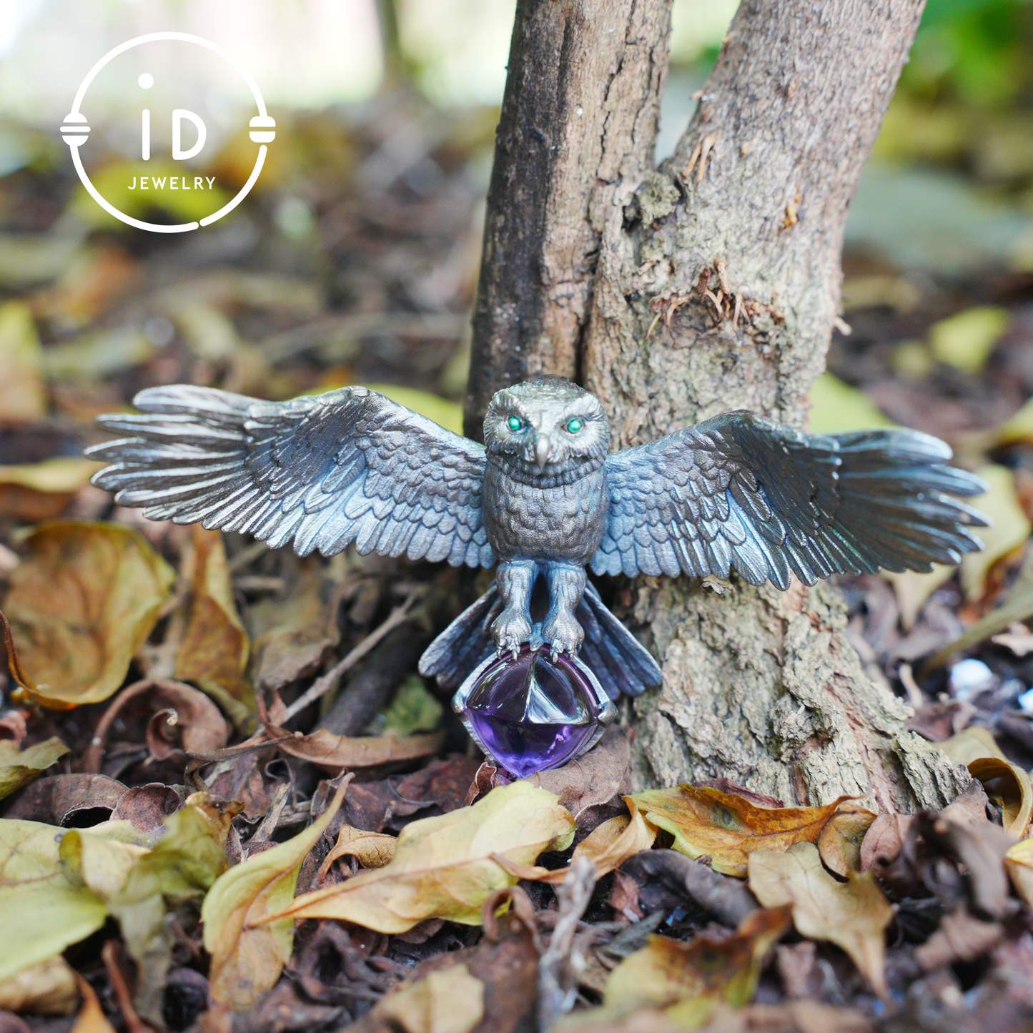 Spread-Wing Owl Necklace|Animal Totem Amulet|925 Sterling Silver, Hand-Carved|Winged Design|Nature-Themed Necklace