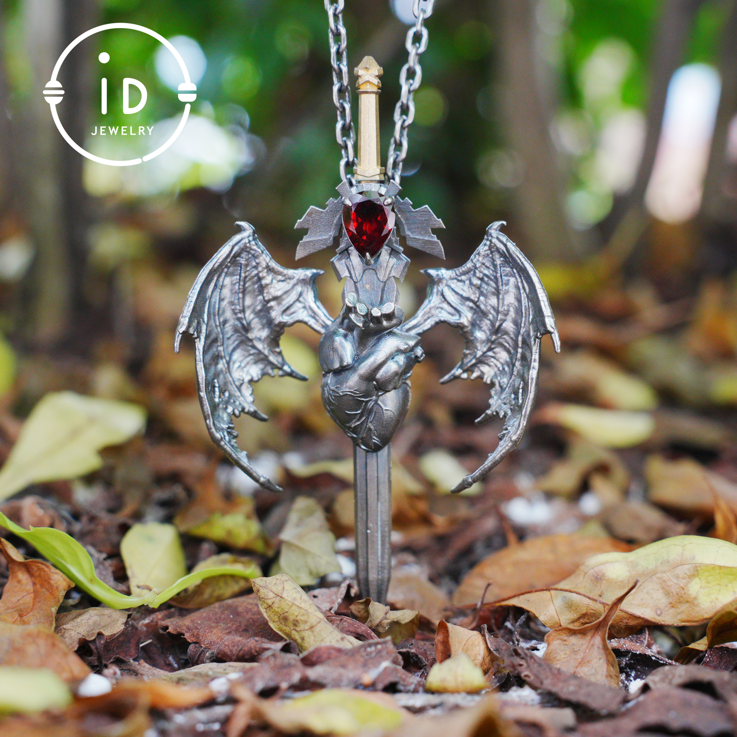 925 Silver Guardian Heartblade Necklace · Handmade 925 Silver Necklace · Garnet Symbolizing Vitality · Silver Jewelry Gift