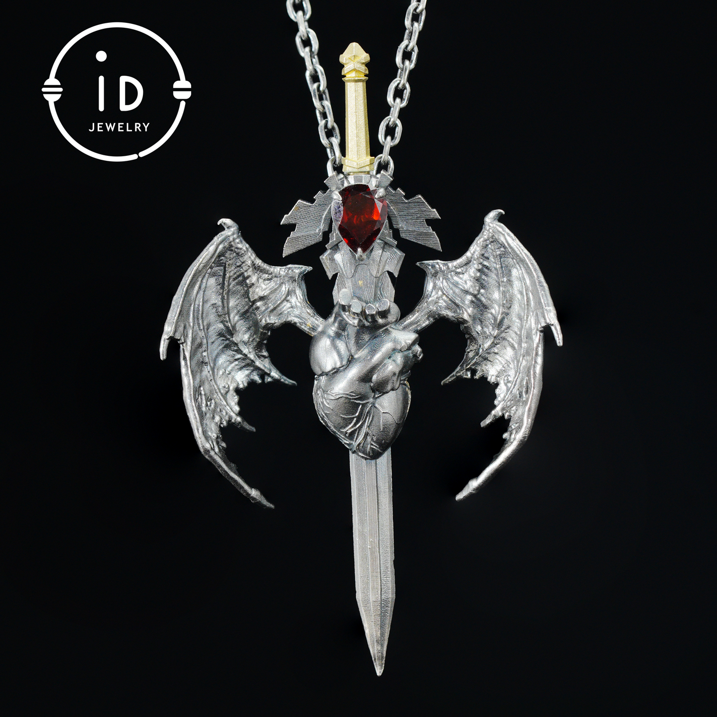 925 Silver Guardian Heartblade Necklace · Handmade 925 Silver Necklace · Garnet Symbolizing Vitality · Silver Jewelry Gift